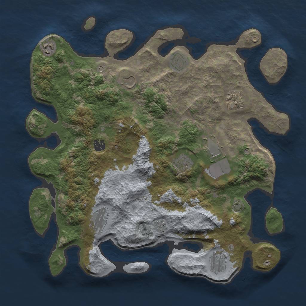 Rust Map: Barren, Size: 3800, Seed: 33643457, 14 Monuments