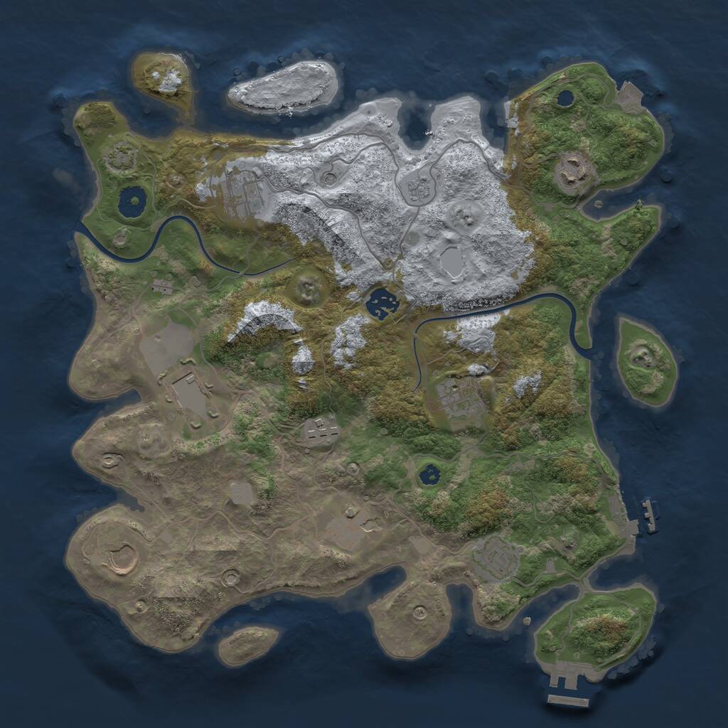 Rust Map: Procedural Map, Size: 3600, Seed: 732222842, 15 Monuments