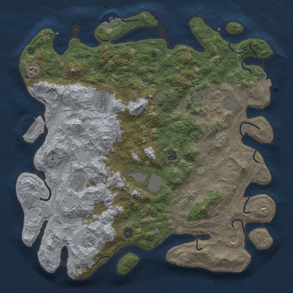 Rust Map: Procedural Map, Size: 4500, Seed: 1415415, 19 Monuments