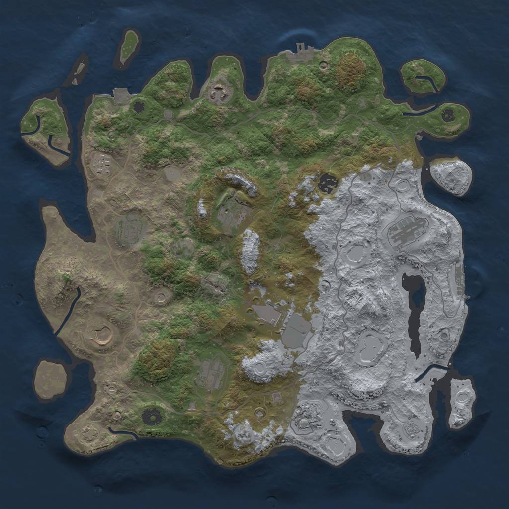 Rust Map: Procedural Map, Size: 4000, Seed: 32127706, 18 Monuments