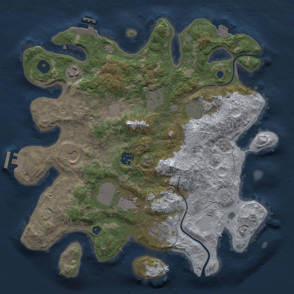Rust Map: Procedural Map, Size: 3500, Seed: 1597523483, 14 Monuments
