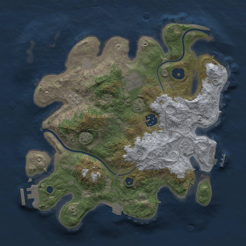 Rust Map: Procedural Map, Size: 3000, Seed: 3481, 9 Monuments