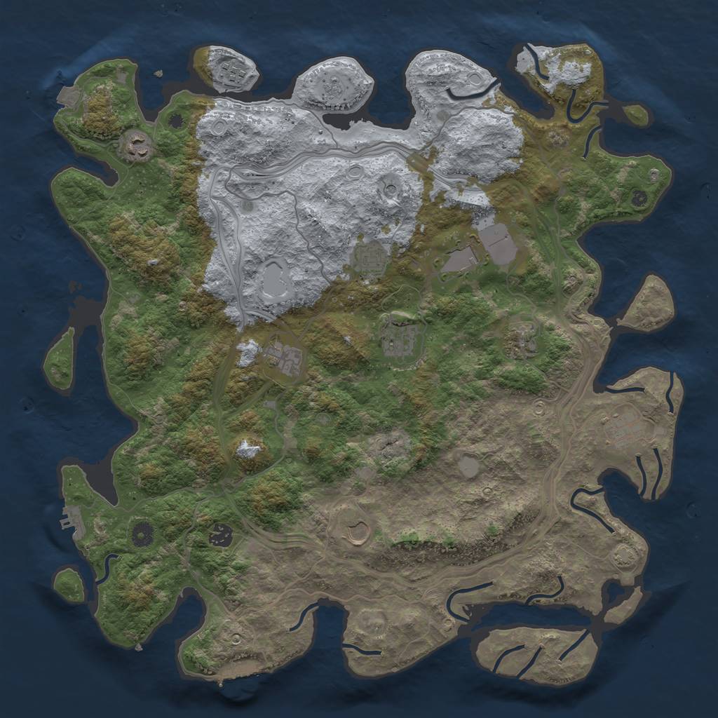Rust Map: Procedural Map, Size: 4500, Seed: 2074542926, 18 Monuments