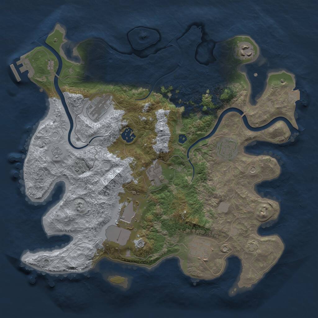 Rust Map: Procedural Map, Size: 3500, Seed: 1721755747, 13 Monuments