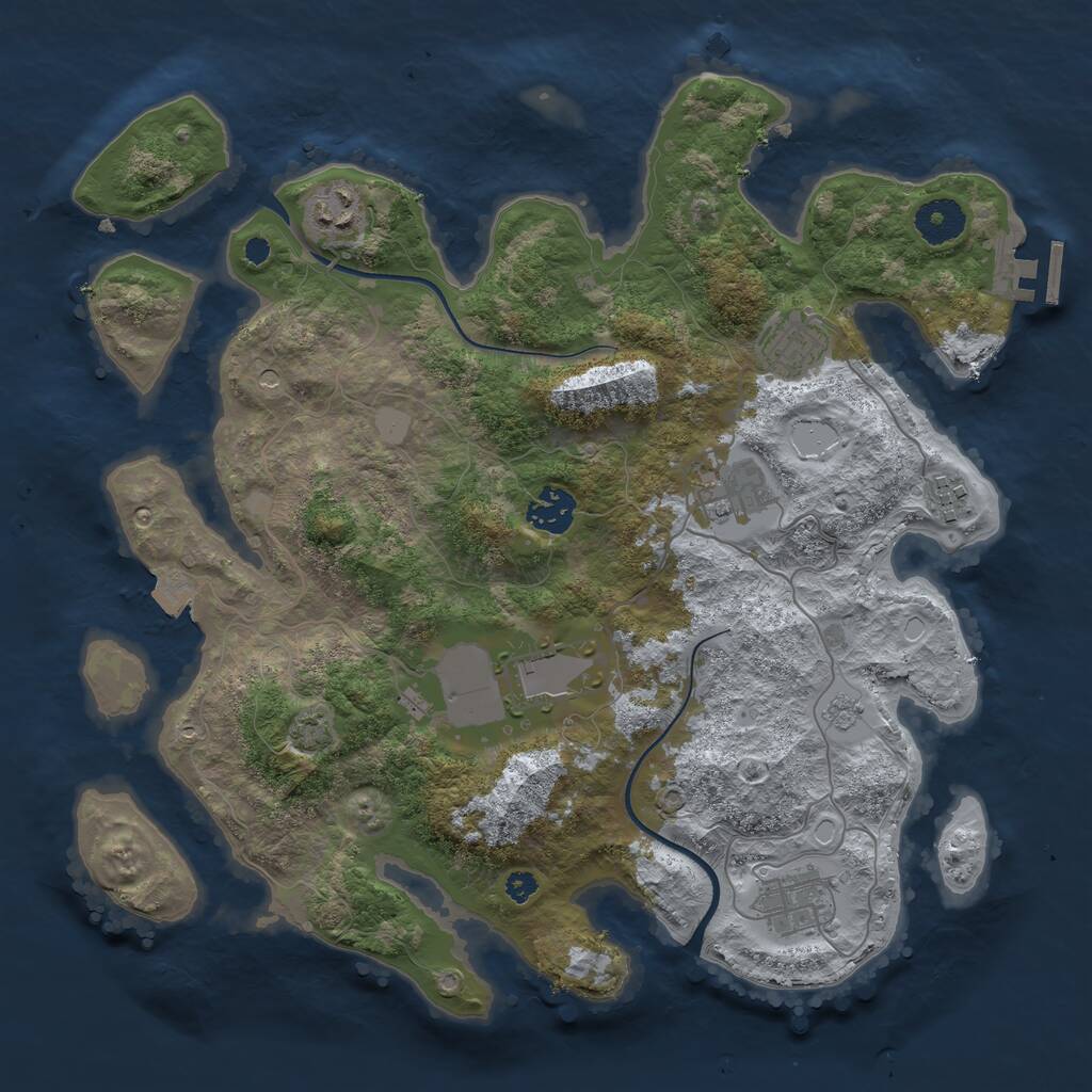 Rust Map: Procedural Map, Size: 3500, Seed: 401126892, 12 Monuments