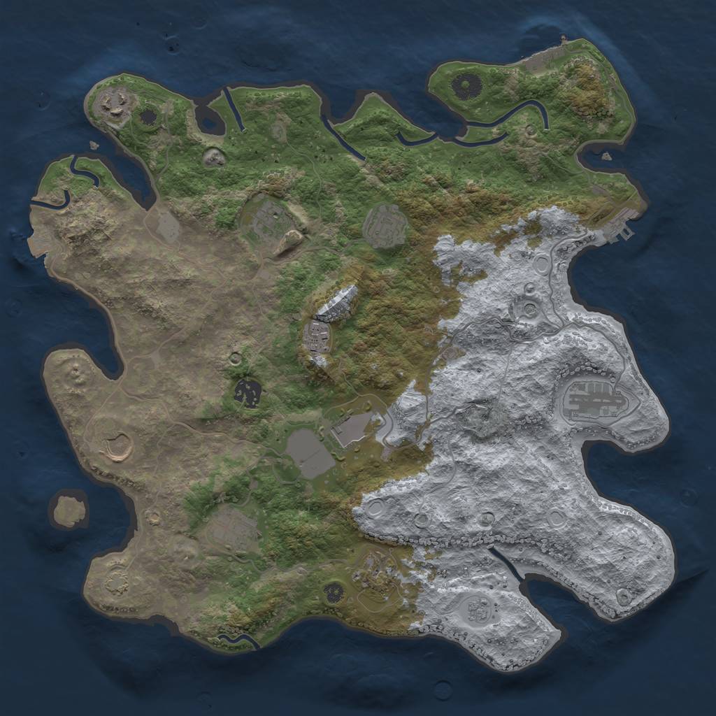 Rust Map: Procedural Map, Size: 3800, Seed: 536502610, 18 Monuments
