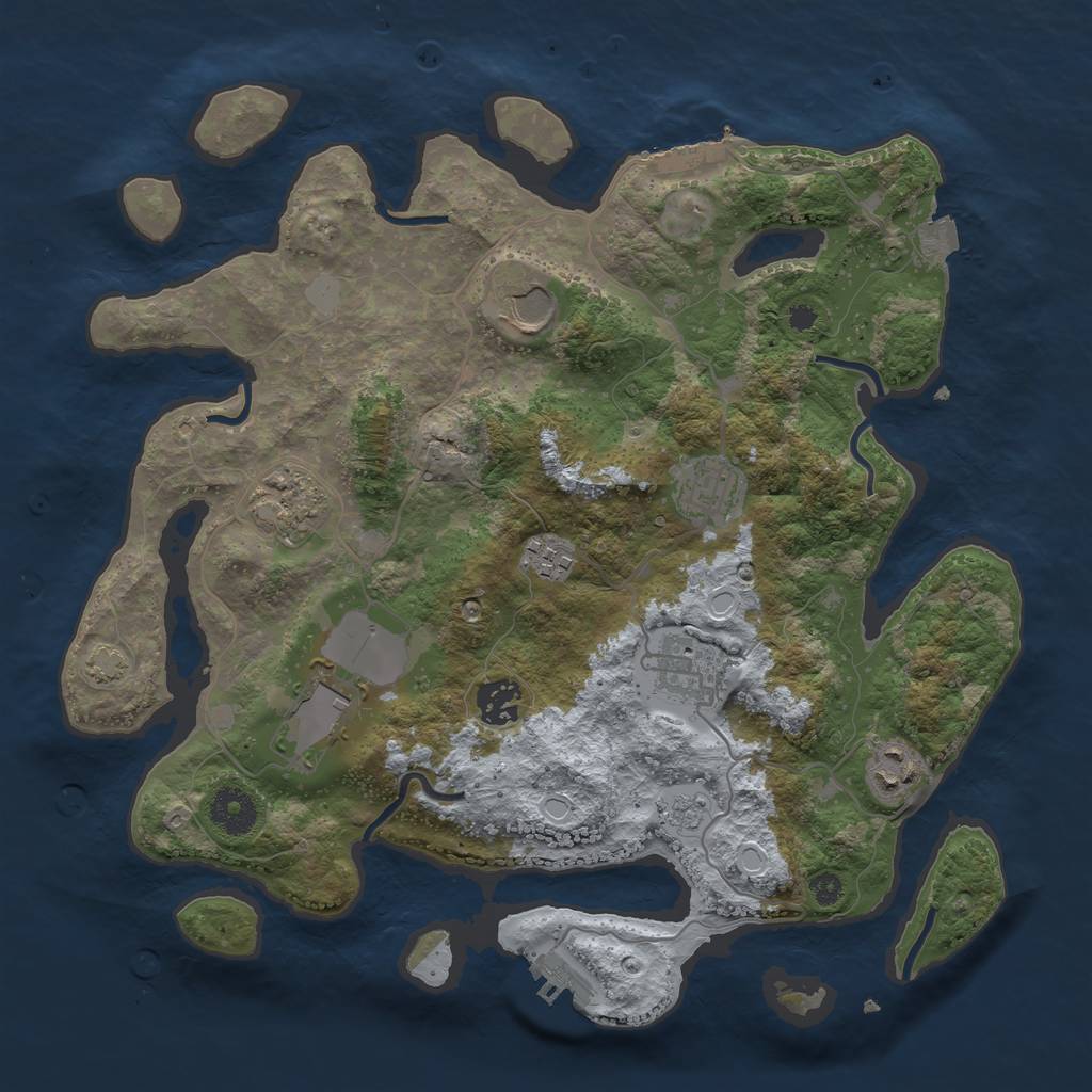 Rust Map: Procedural Map, Size: 3500, Seed: 105564780, 15 Monuments