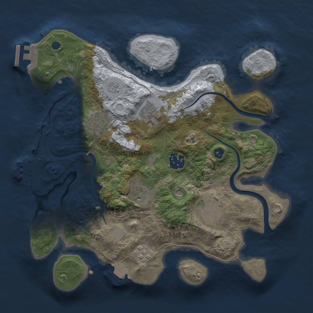 Rust Map: Procedural Map, Size: 3000, Seed: 2049394775, 12 Monuments