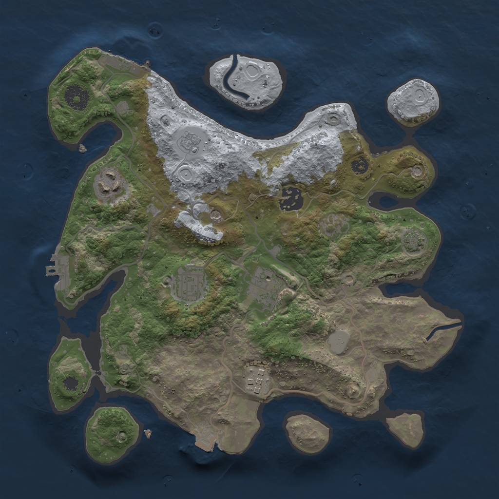 Rust Map: Procedural Map, Size: 3000, Seed: 2049394775, 13 Monuments