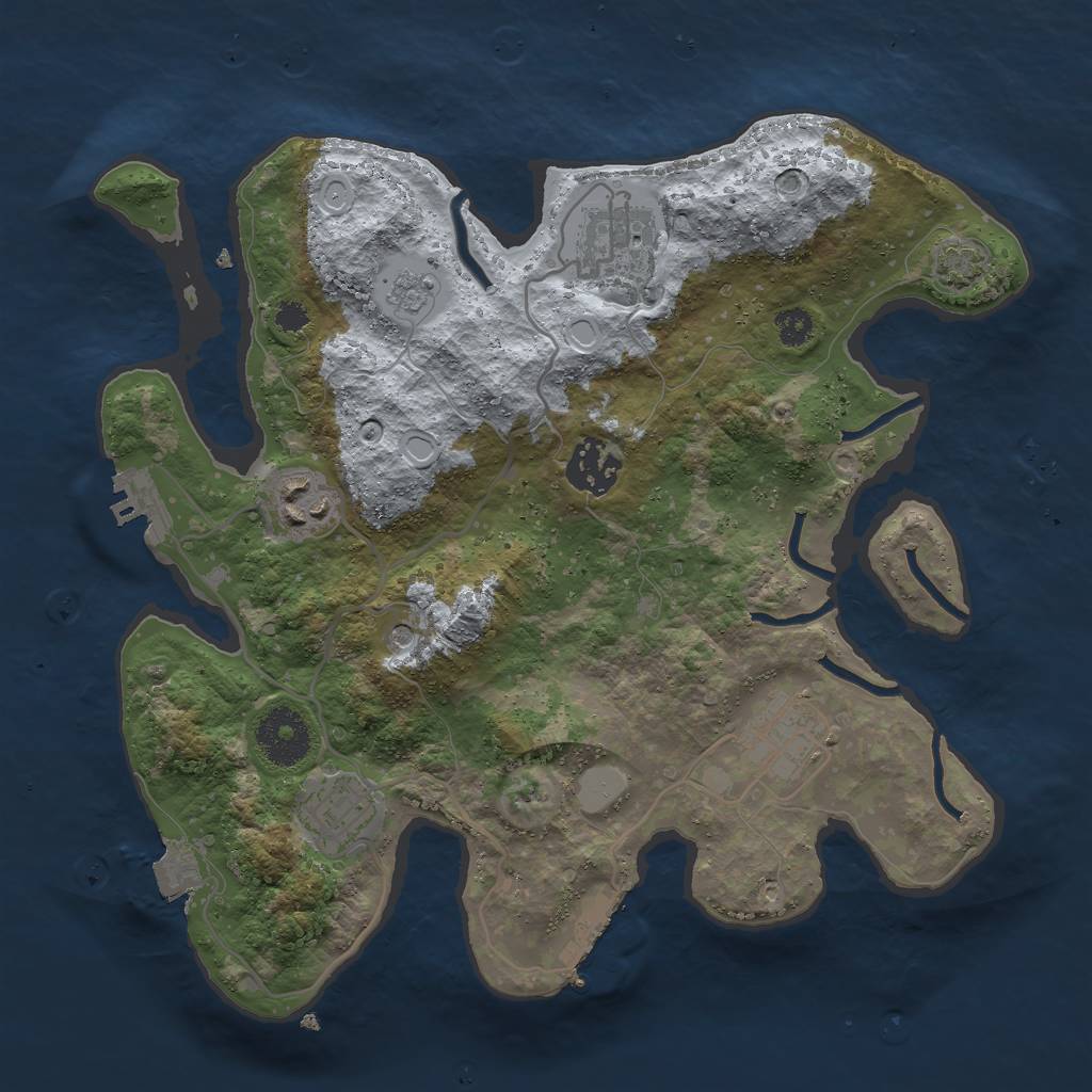 Rust Map: Procedural Map, Size: 3000, Seed: 385066175, 13 Monuments