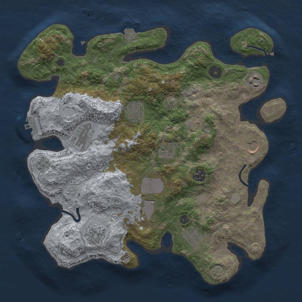 Rust Map: Procedural Map, Size: 3500, Seed: 1274437359, 17 Monuments