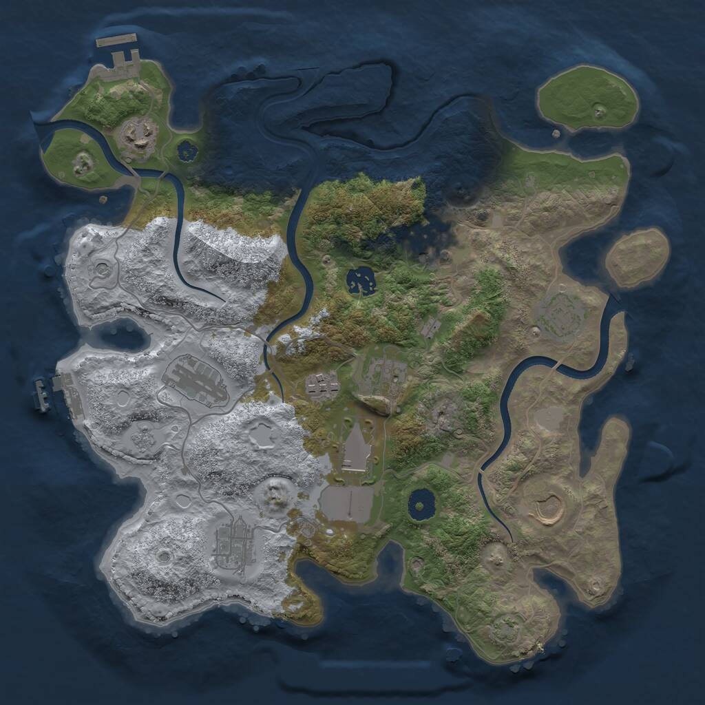Rust Map: Procedural Map, Size: 3500, Seed: 1274437359, 16 Monuments