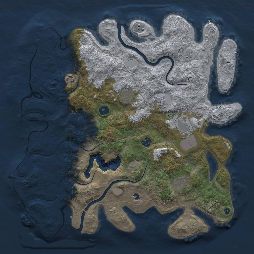 Rust Map: Procedural Map, Size: 4000, Seed: 414177192, 13 Monuments