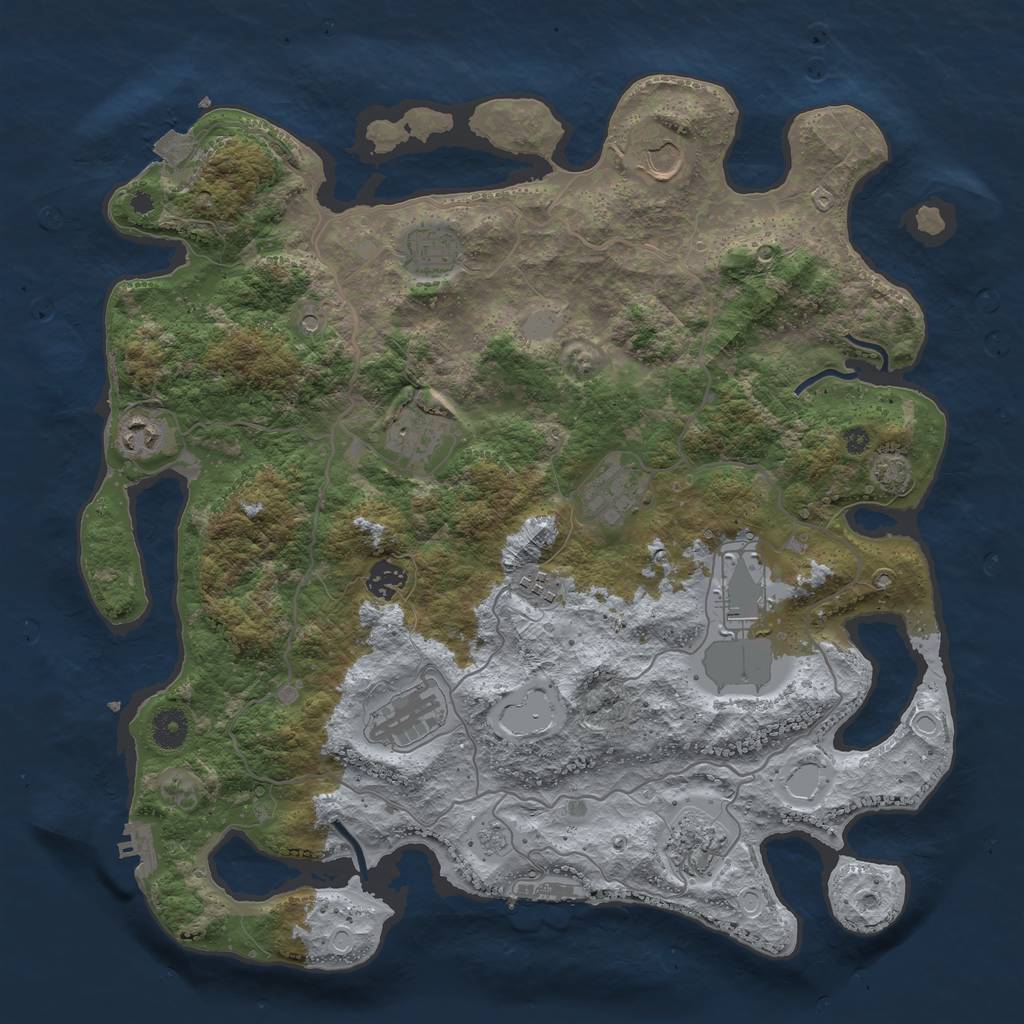 Rust Map: Procedural Map, Size: 4000, Seed: 1413421574, 18 Monuments