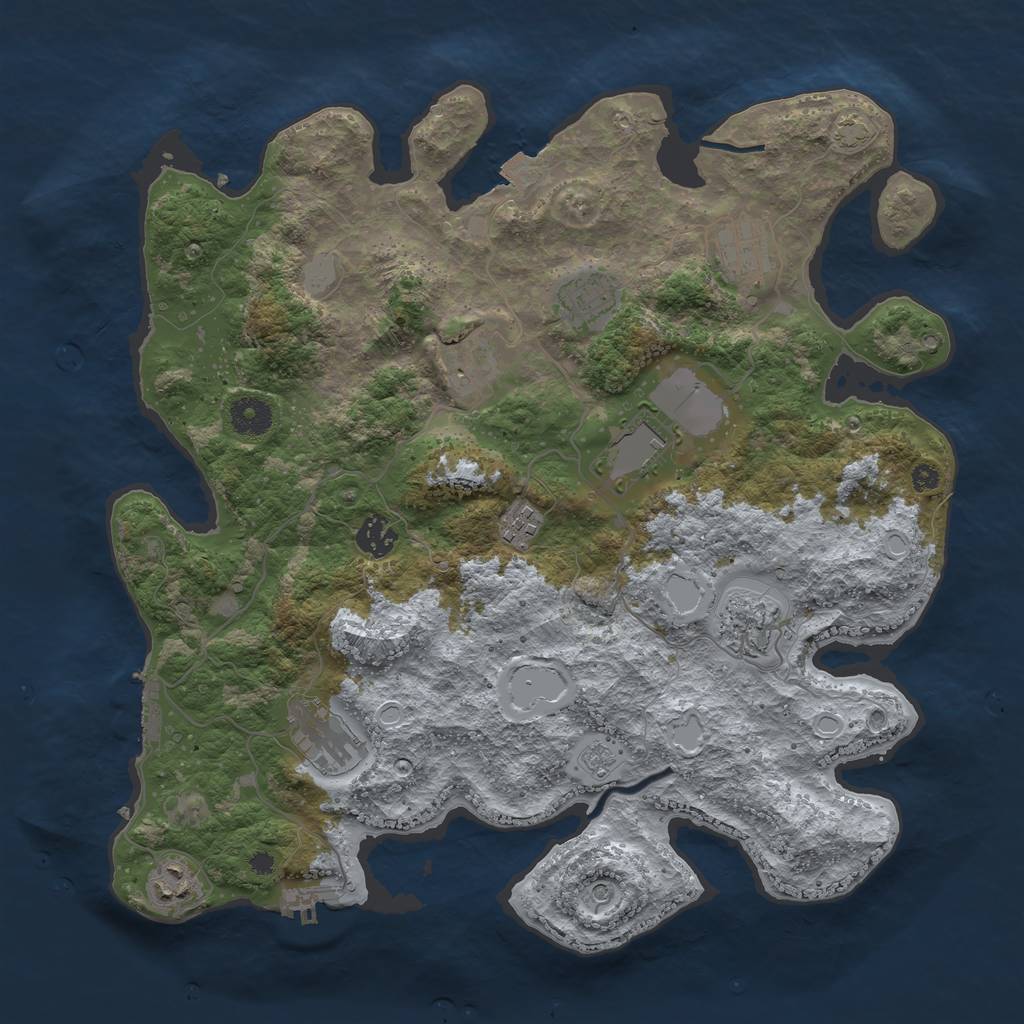 Rust Map: Procedural Map, Size: 3800, Seed: 65387034, 17 Monuments