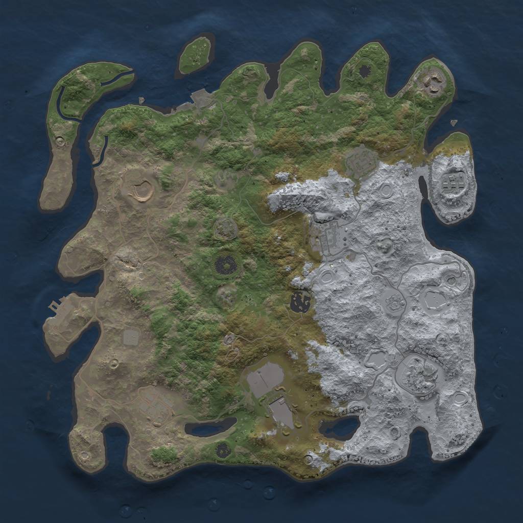 Rust Map: Procedural Map, Size: 3700, Seed: 1072357176, 16 Monuments