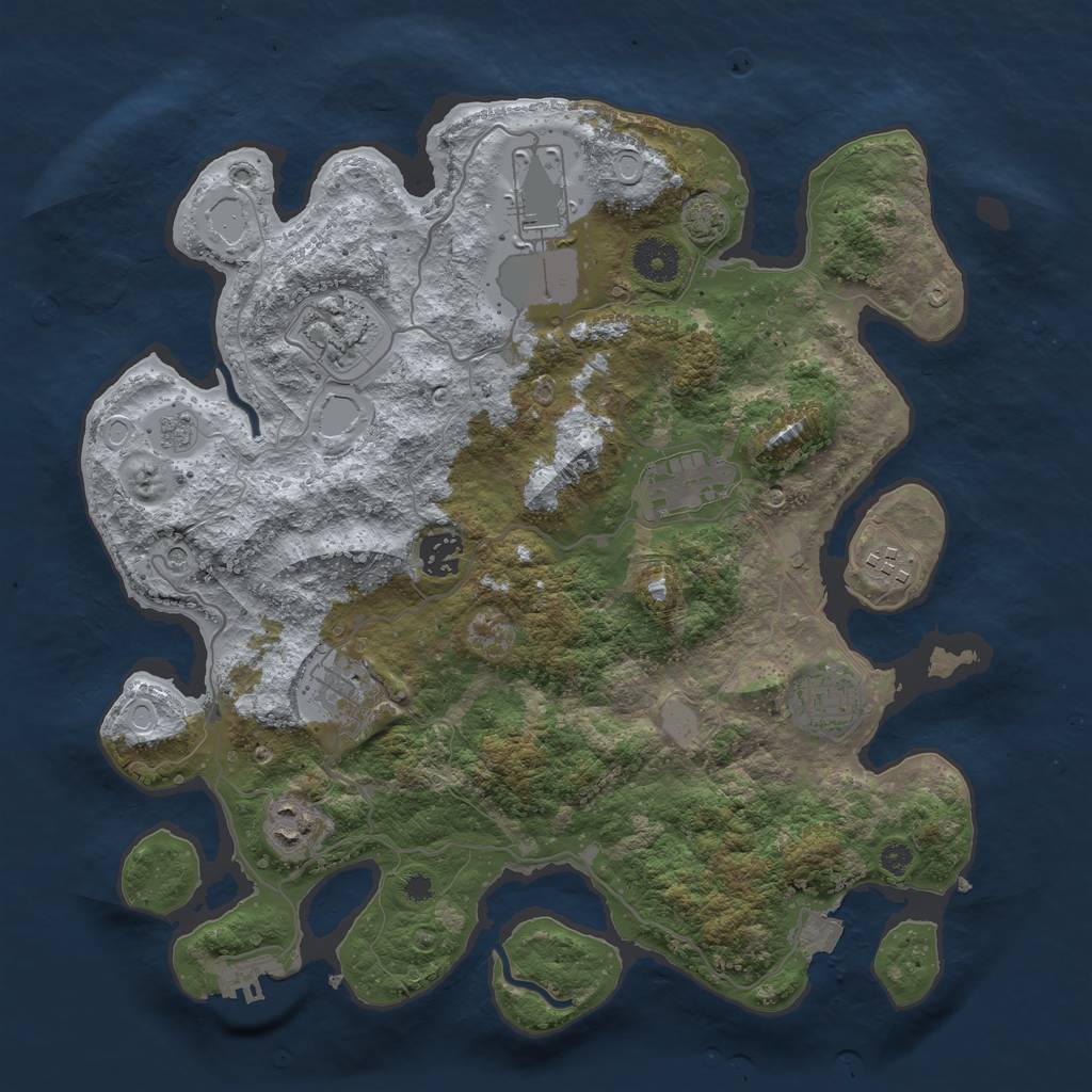 Rust Map: Procedural Map, Size: 3600, Seed: 909903579, 15 Monuments