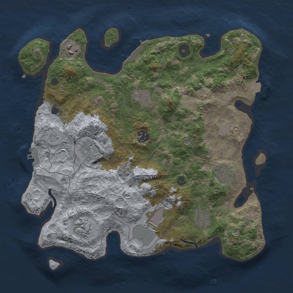 Rust Map: Procedural Map, Size: 3500, Seed: 734583895, 17 Monuments