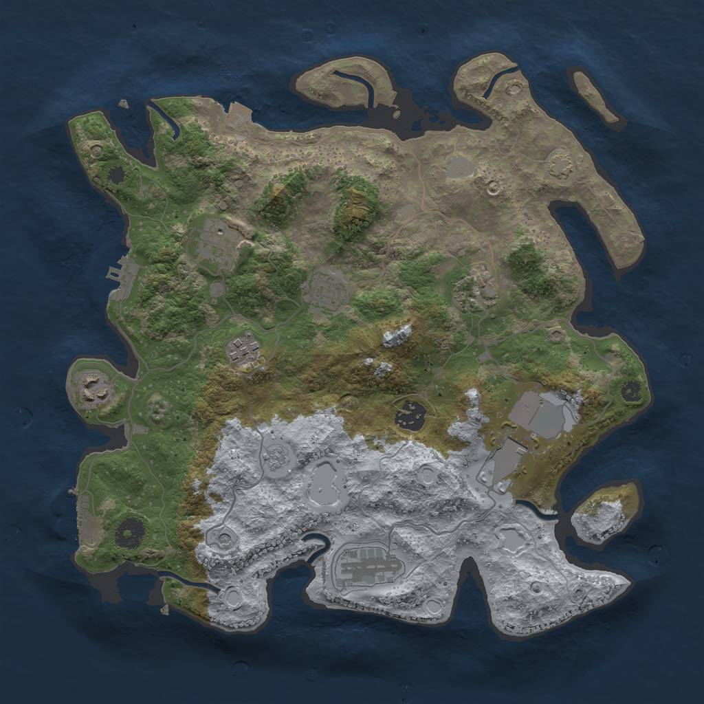 Rust Map: Procedural Map, Size: 3500, Seed: 6789, 16 Monuments