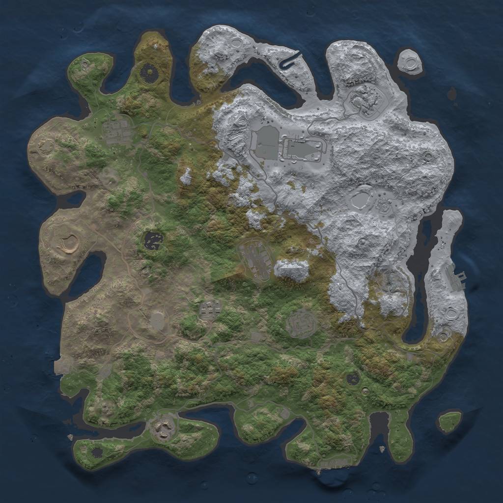 Rust Map: Procedural Map, Size: 4000, Seed: 1044379907, 17 Monuments