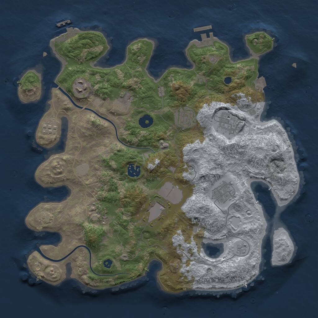 Rust Map: Procedural Map, Size: 3500, Seed: 20123, 15 Monuments