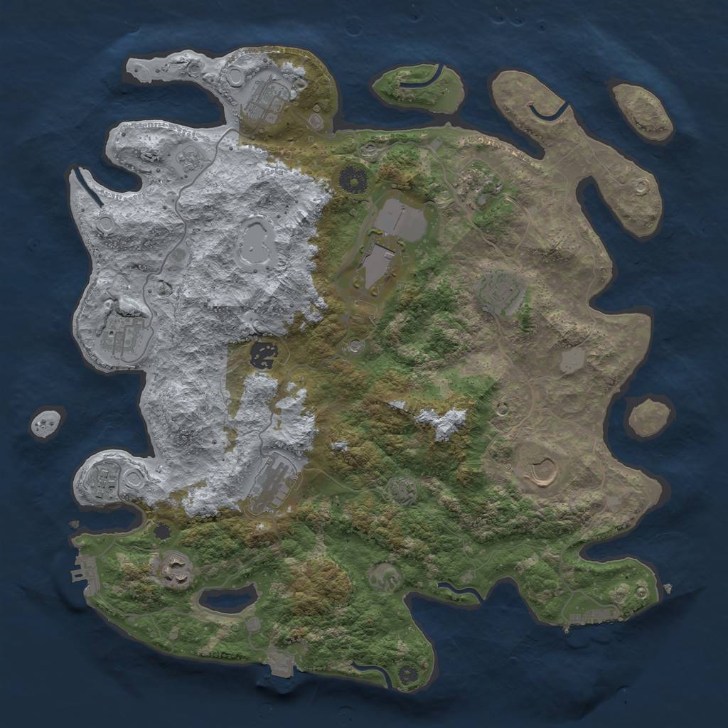 Rust Map: Procedural Map, Size: 3847, Seed: 4748, 18 Monuments