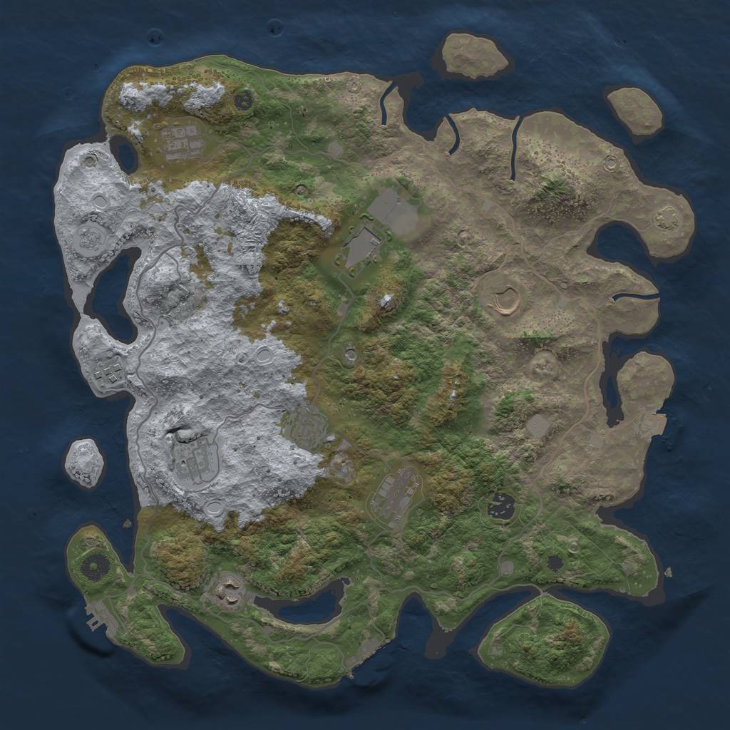 Rust Map: Procedural Map, Size: 4000, Seed: 69000, 17 Monuments