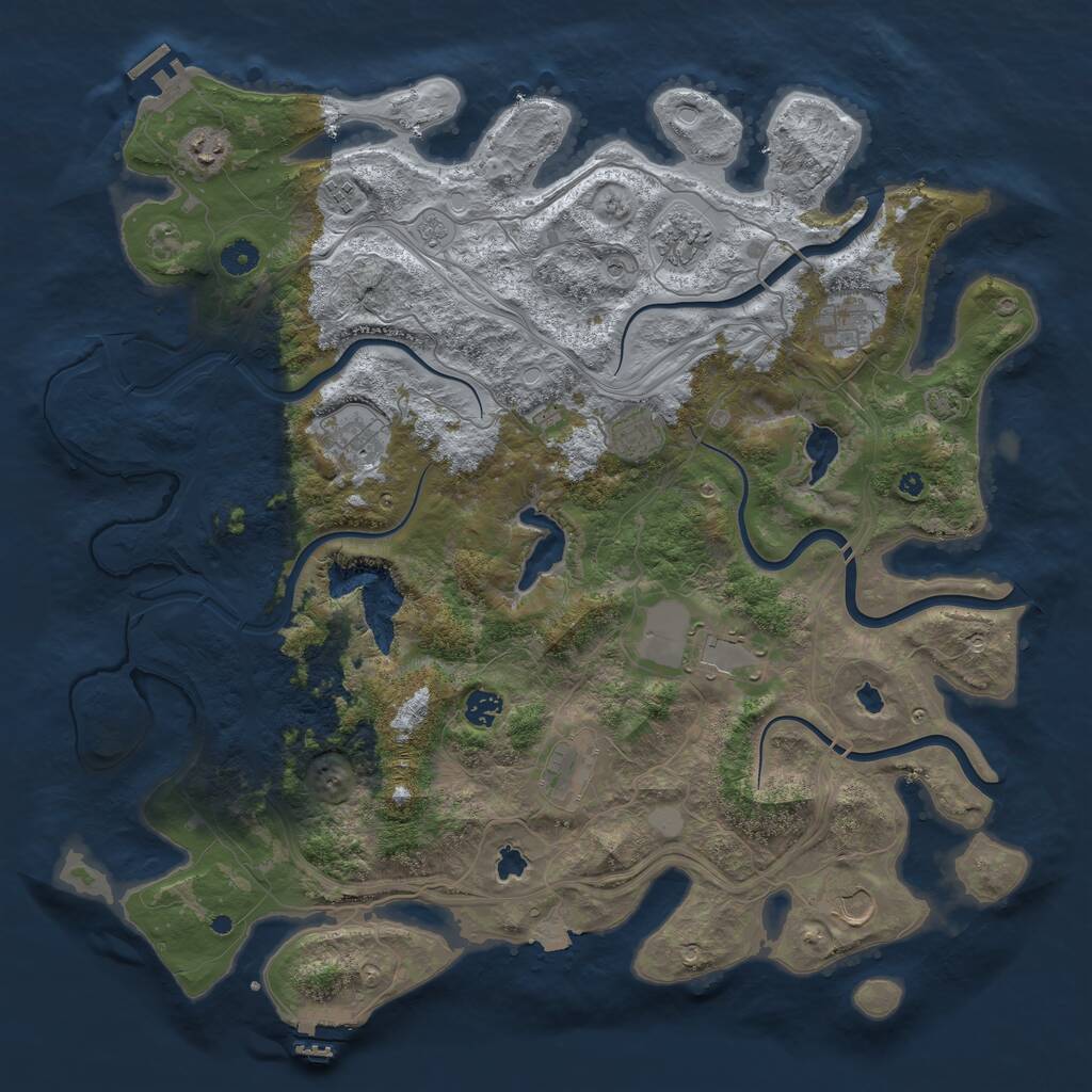 Rust Map: Procedural Map, Size: 4500, Seed: 142536, 16 Monuments