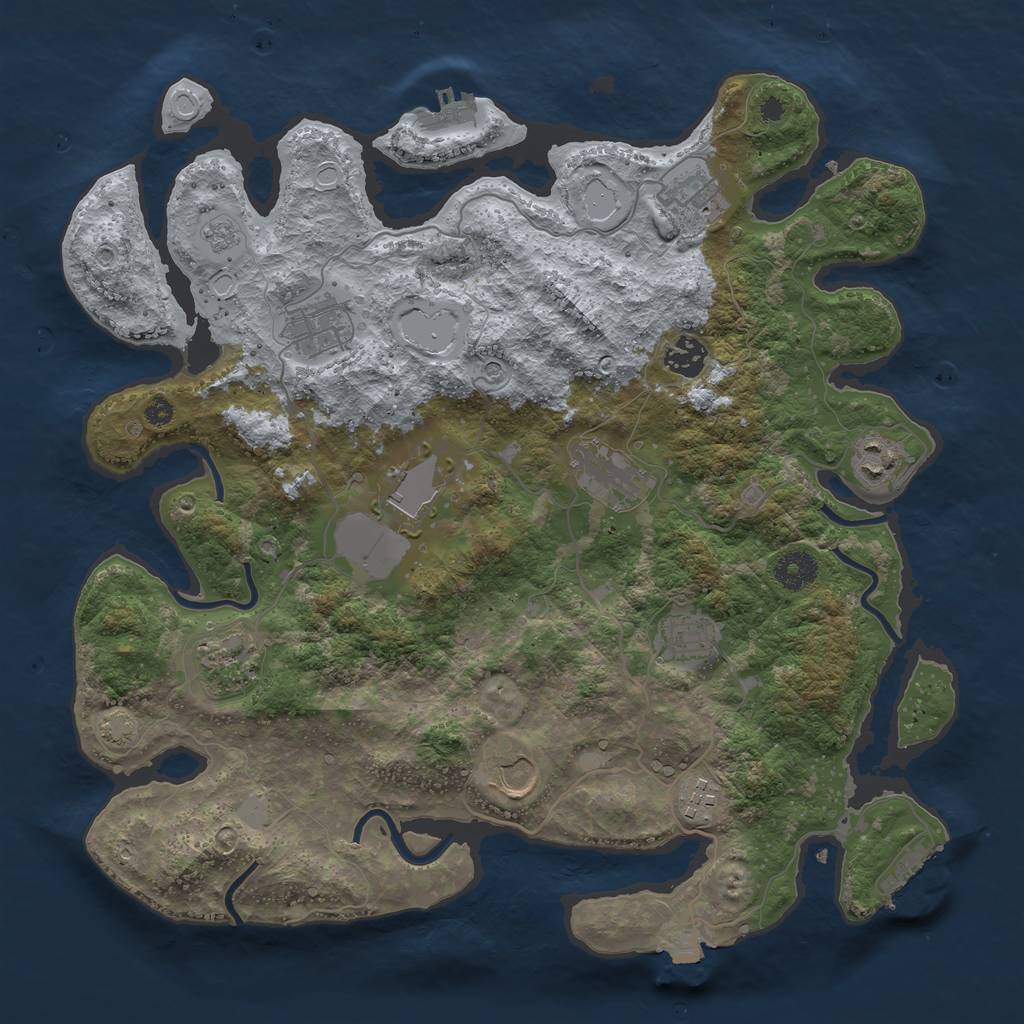 Rust Map: Procedural Map, Size: 3750, Seed: 407732941, 18 Monuments
