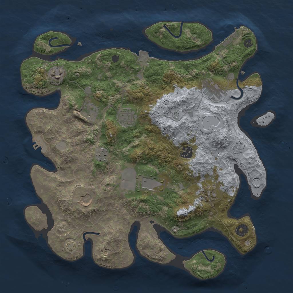 Rust Map: Procedural Map, Size: 3500, Seed: 1027242891, 17 Monuments