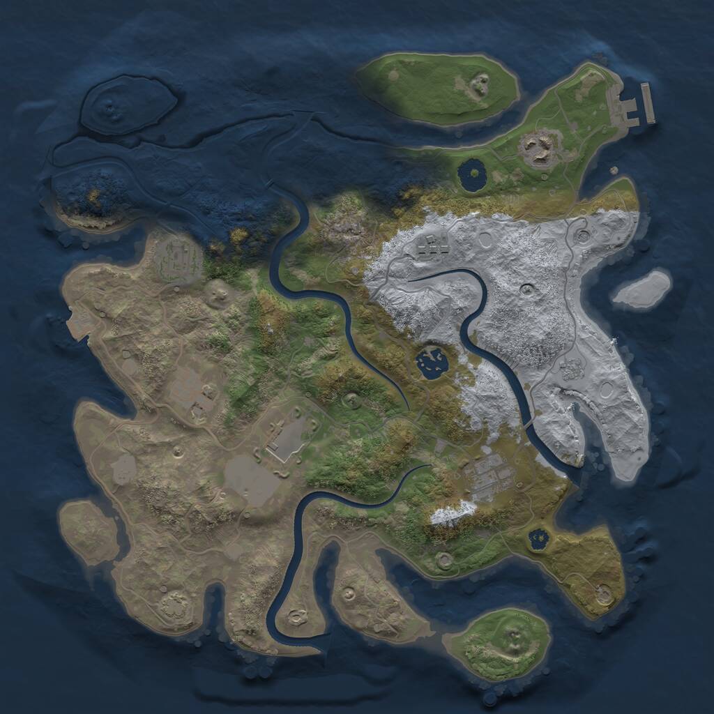 Rust Map: Procedural Map, Size: 3500, Seed: 1027242891, 12 Monuments