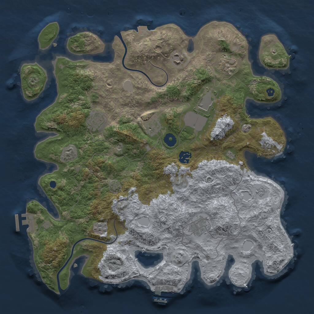Rust Map: Procedural Map, Size: 3750, Seed: 203298796, 14 Monuments