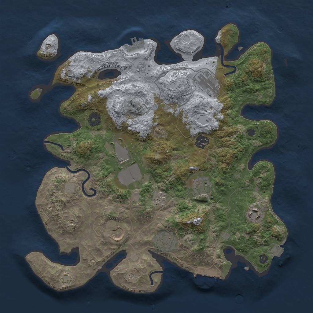 Rust Map: Procedural Map, Size: 3500, Seed: 905484577, 16 Monuments