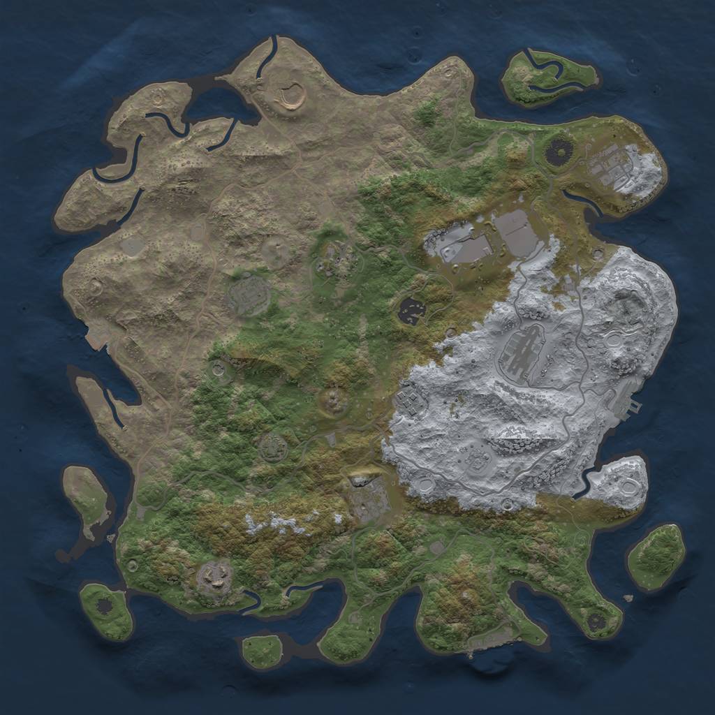 Rust Map: Procedural Map, Size: 4000, Seed: 1048294503, 18 Monuments