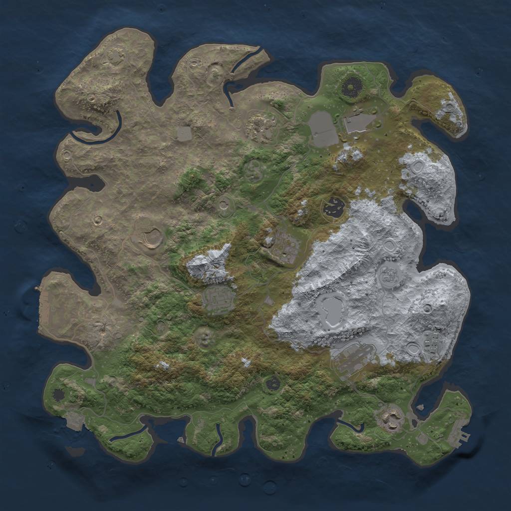 Rust Map: Procedural Map, Size: 3750, Seed: 83273400, 17 Monuments