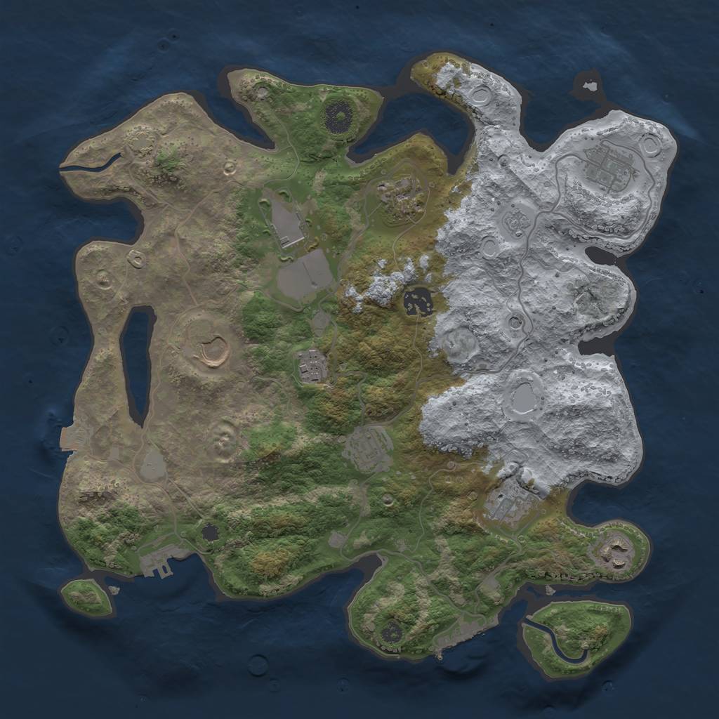 Rust Map: Procedural Map, Size: 3500, Seed: 2346524, 17 Monuments