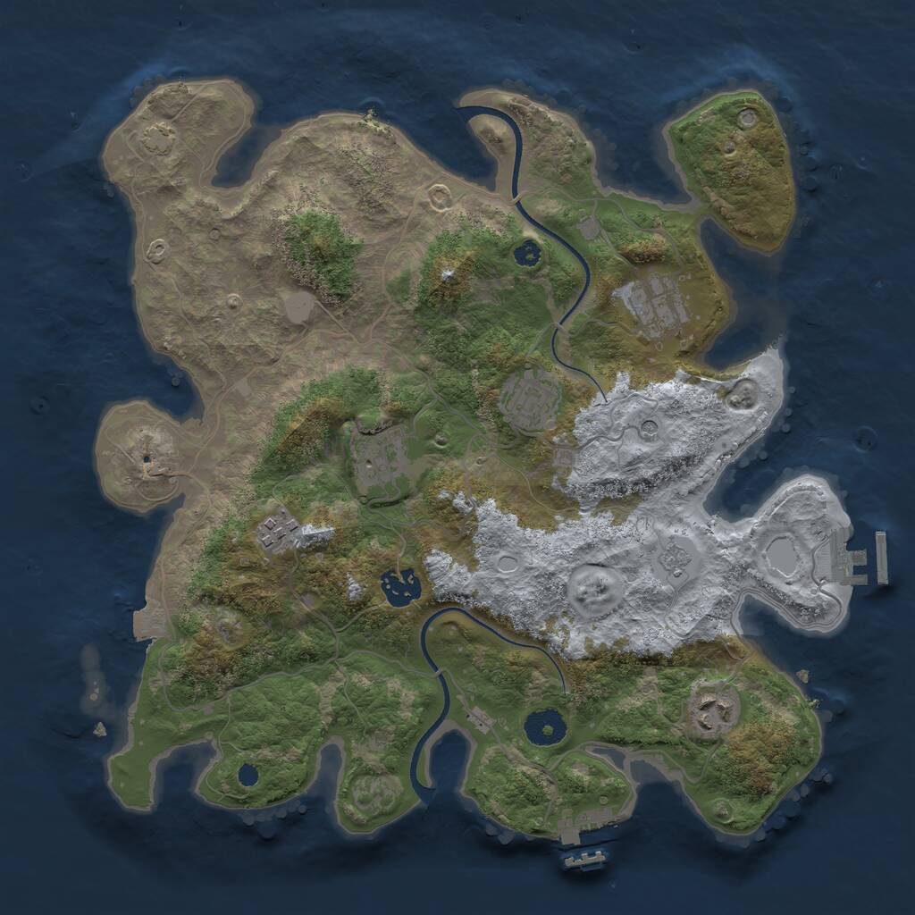 Rust Map: Procedural Map, Size: 3500, Seed: 287865497, 12 Monuments