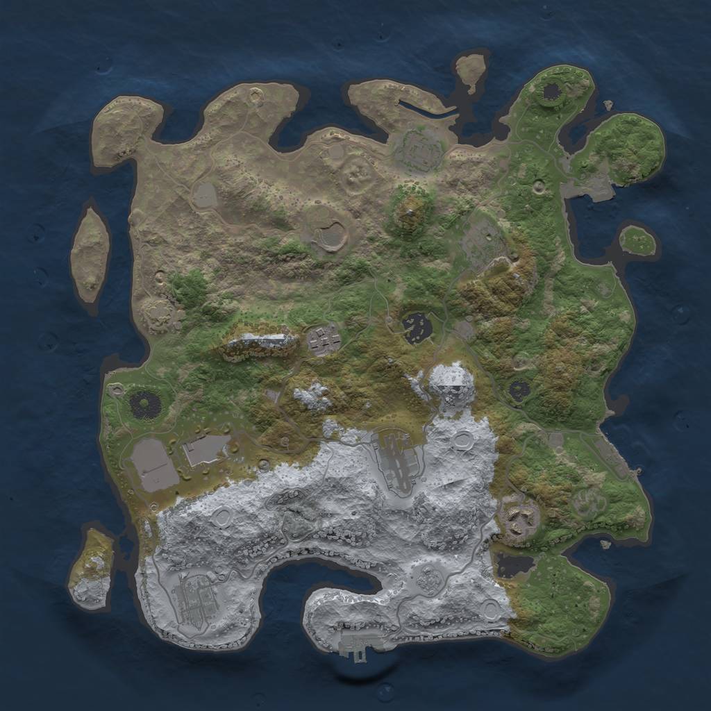 Rust Map: Procedural Map, Size: 3500, Seed: 701501199, 16 Monuments