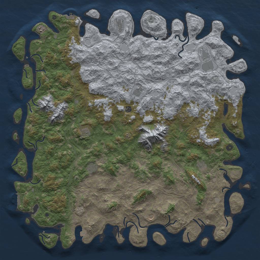 Rust Map: Procedural Map, Size: 6000, Seed: 364841247, 19 Monuments