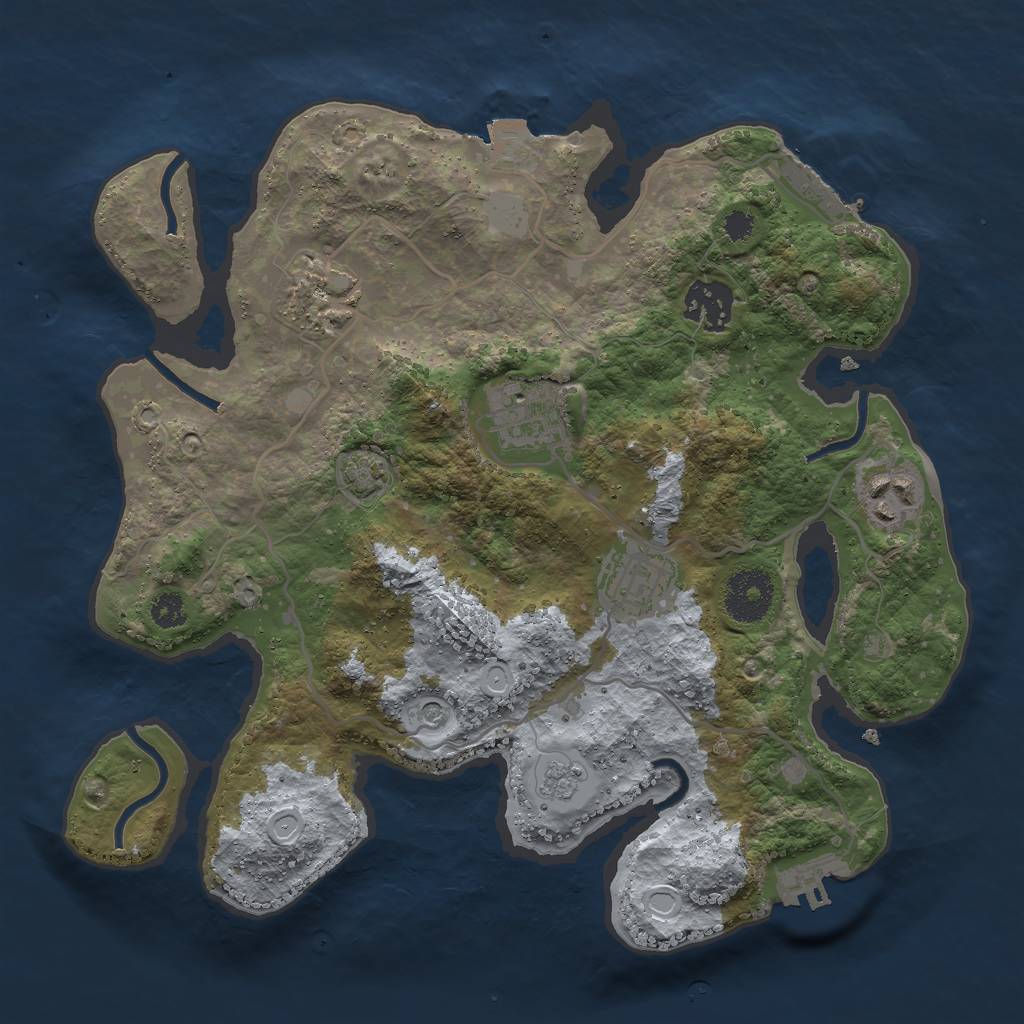 Rust Map: Procedural Map, Size: 3000, Seed: 223123, 13 Monuments