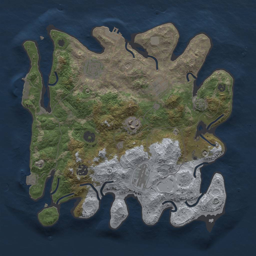 Rust Map: Procedural Map, Size: 3250, Seed: 1550015842, 13 Monuments