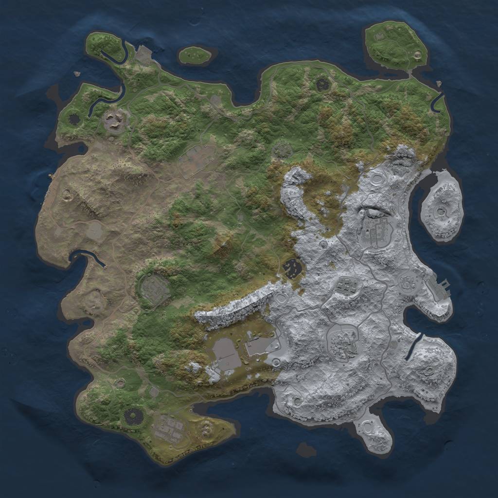 Rust Map: Procedural Map, Size: 4000, Seed: 979697847, 17 Monuments