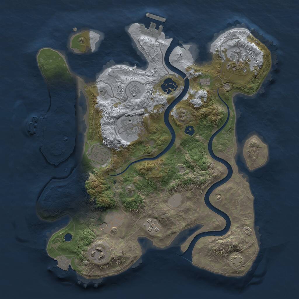 Rust Map: Procedural Map, Size: 3000, Seed: 454414, 13 Monuments