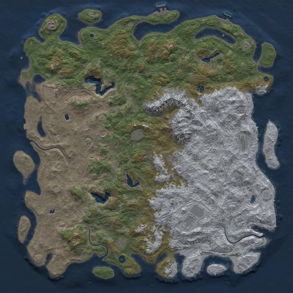 Rust Map: Procedural Map, Size: 6000, Seed: 9115, 17 Monuments