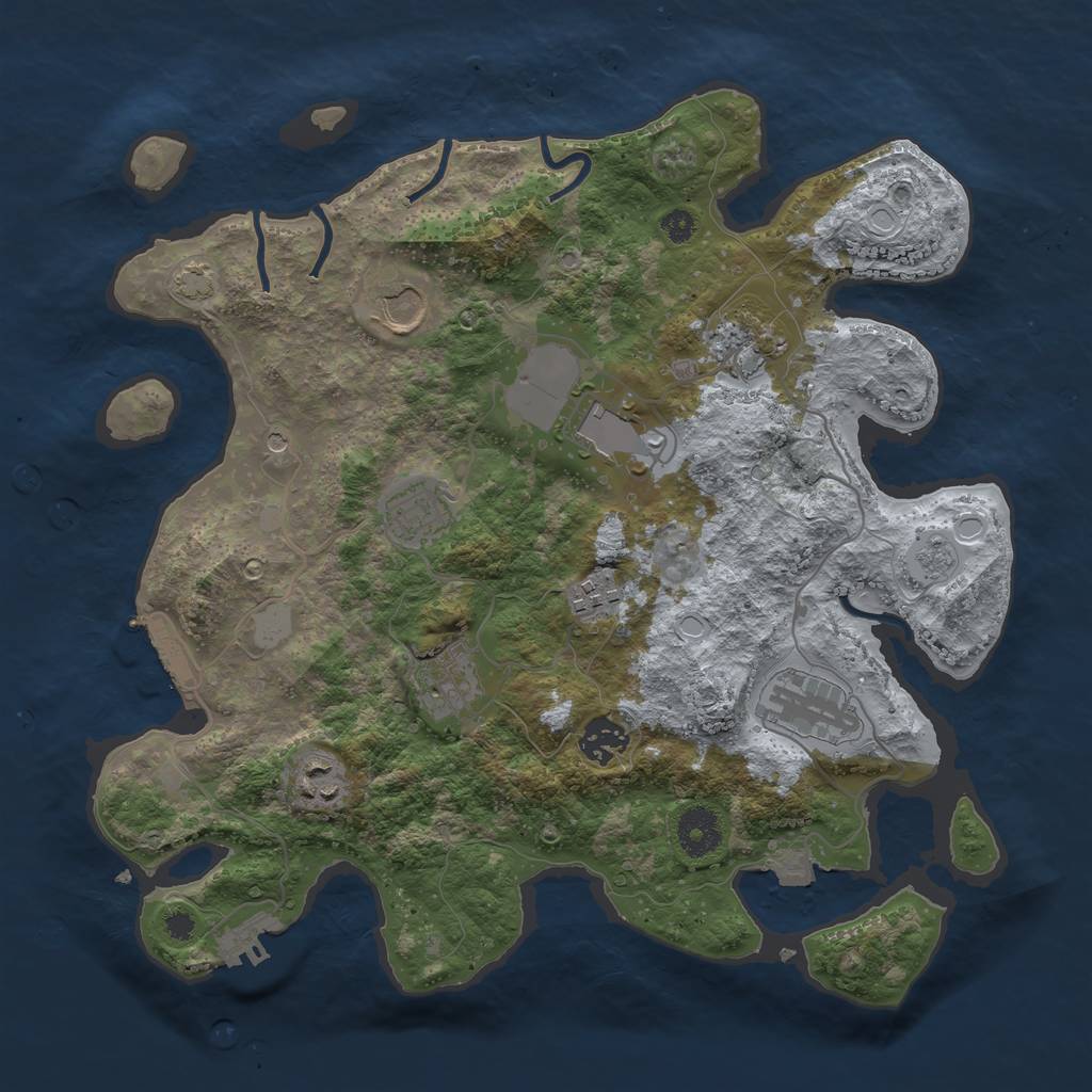Rust Map: Procedural Map, Size: 3500, Seed: 525562418, 17 Monuments
