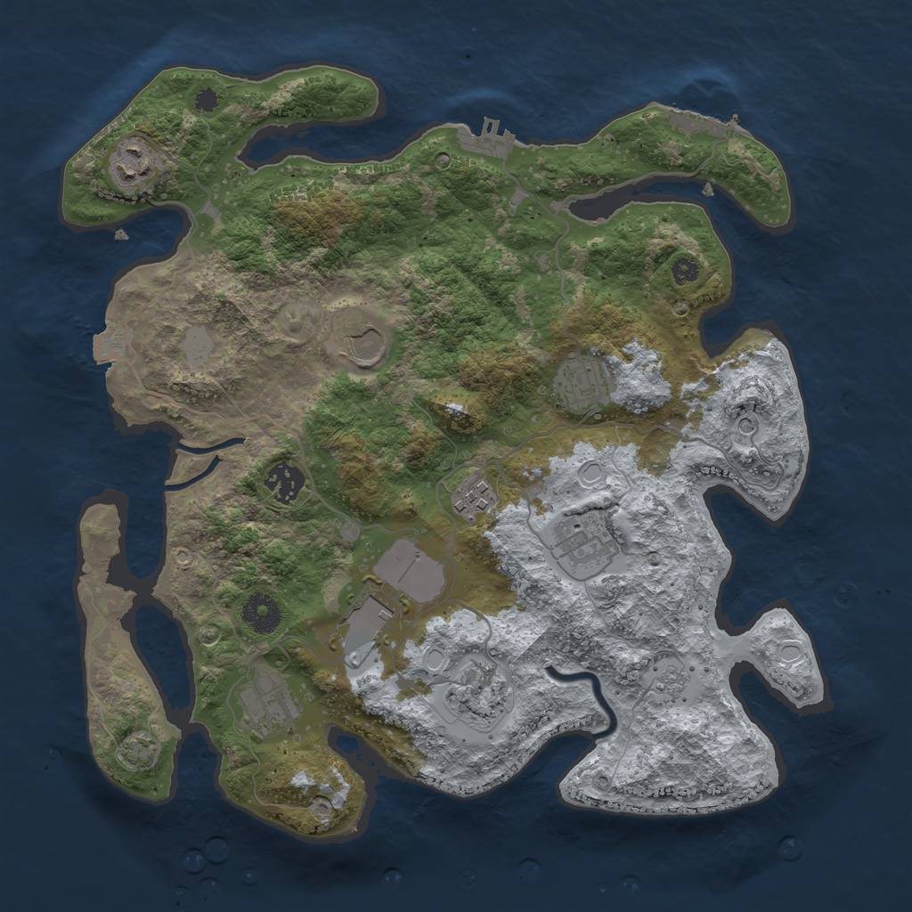 Rust Map: Procedural Map, Size: 3500, Seed: 1064641804, 17 Monuments