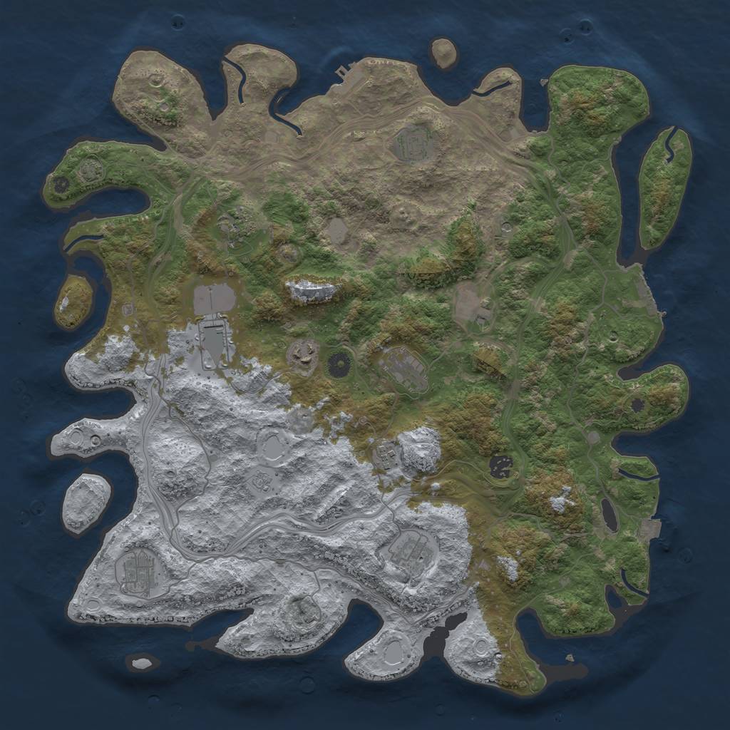 Rust Map: Procedural Map, Size: 4500, Seed: 1258809898, 18 Monuments