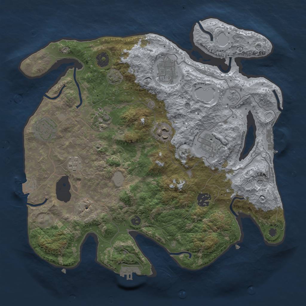 Rust Map: Procedural Map, Size: 3250, Seed: 1138707094, 15 Monuments