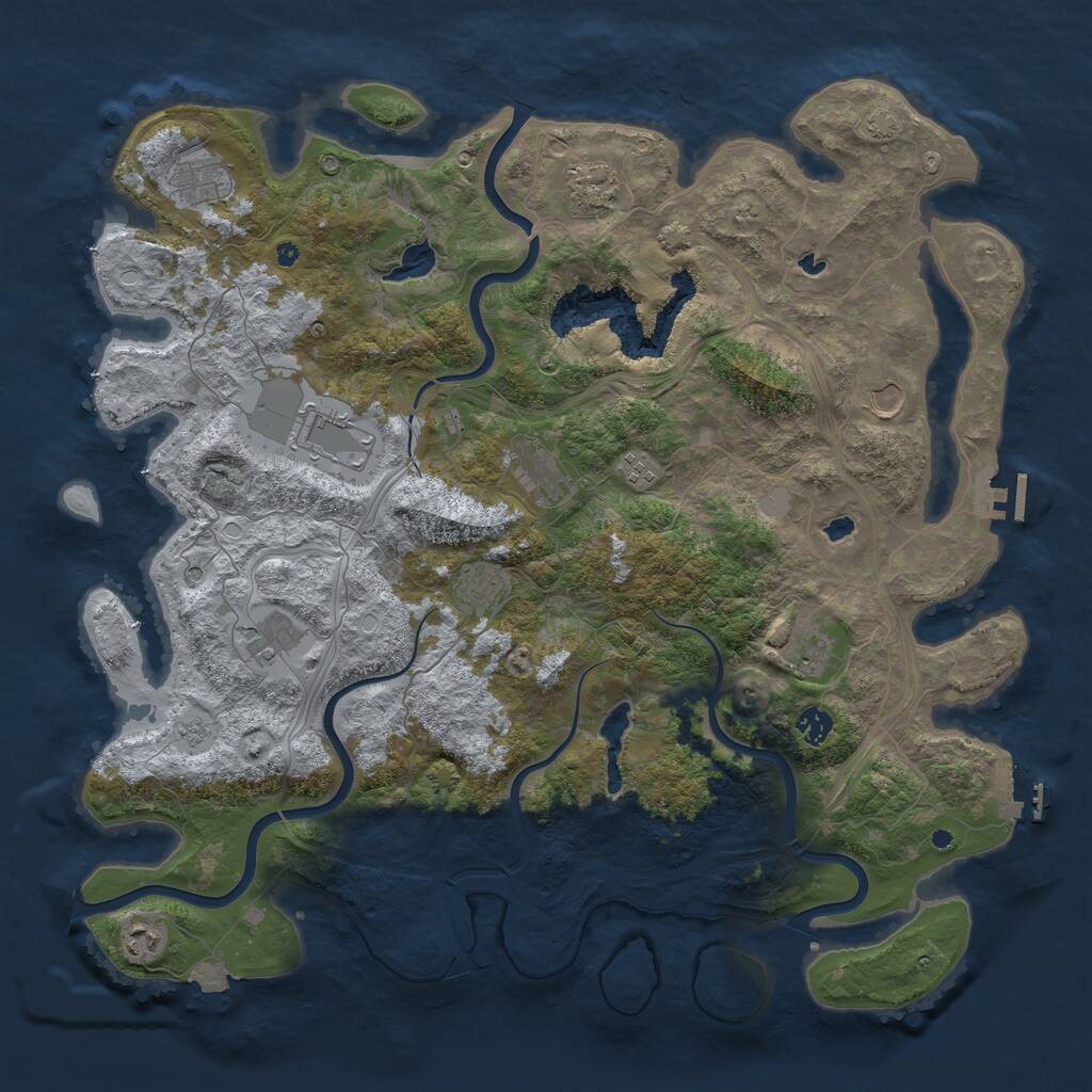 Rust Map: Procedural Map, Size: 4600, Seed: 511608903, 17 Monuments