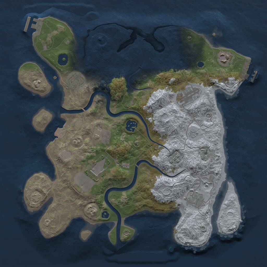 Rust Map: Procedural Map, Size: 3500, Seed: 1098507010, 14 Monuments